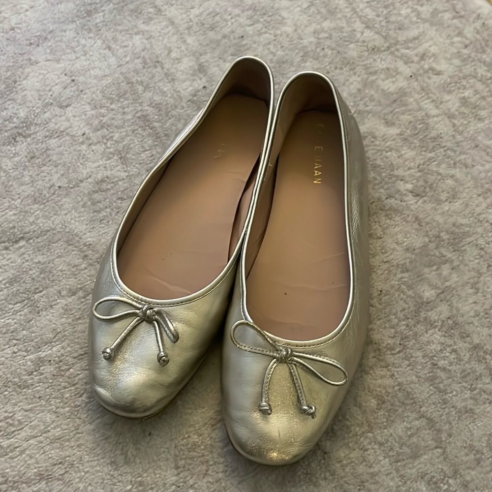 Cole Haan Gold Leather Ballet Flats